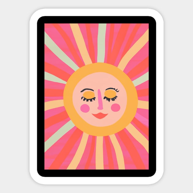 Minimalist Sun Face Sticker by maxcode